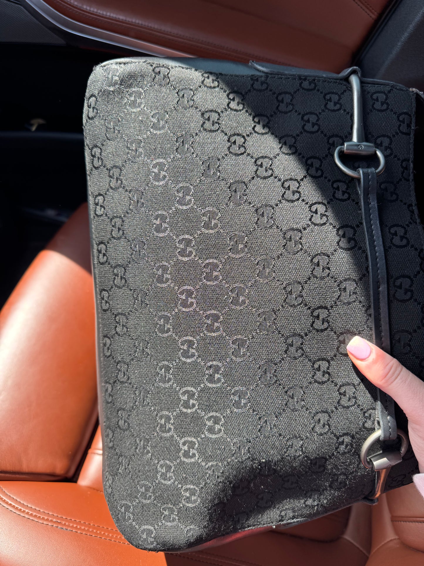GG Denim horsebit shoulder bag