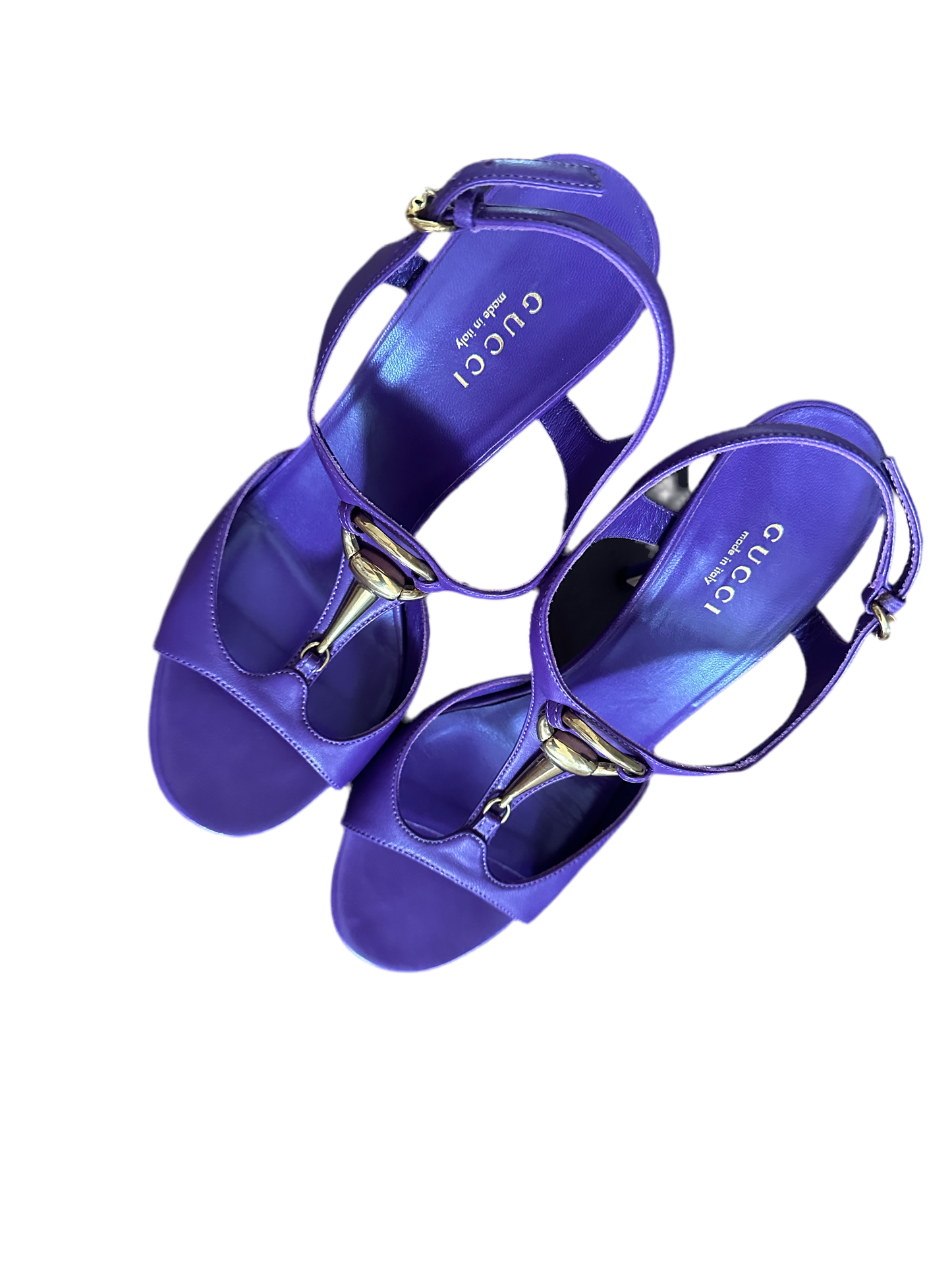 Gucci purple horse bit heels