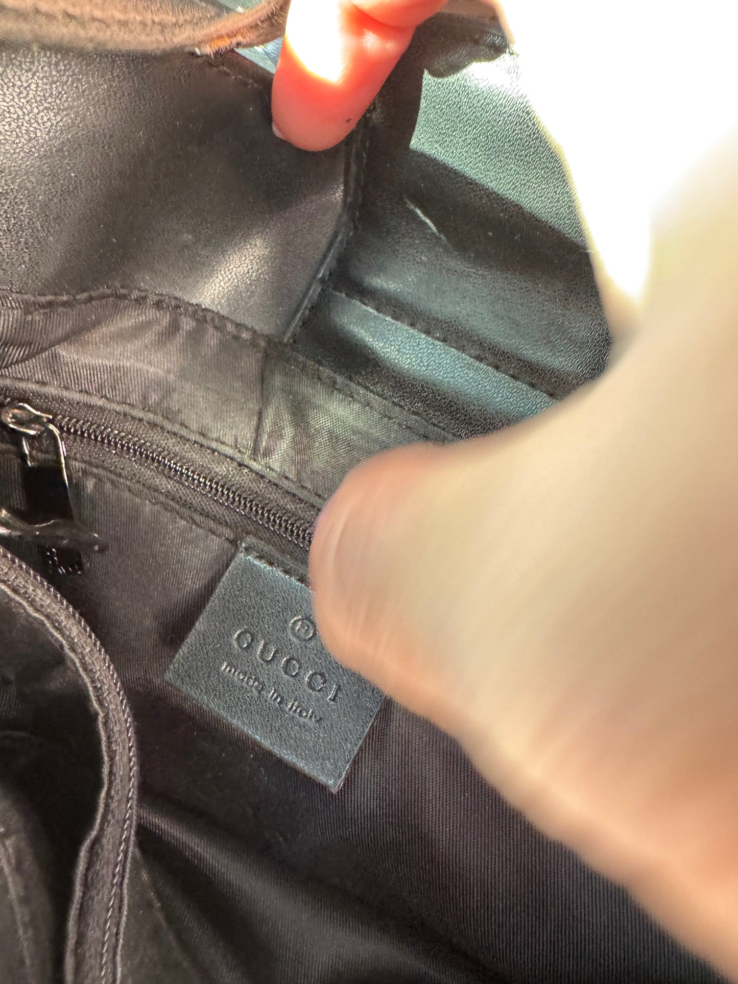 GG Denim horsebit shoulder bag