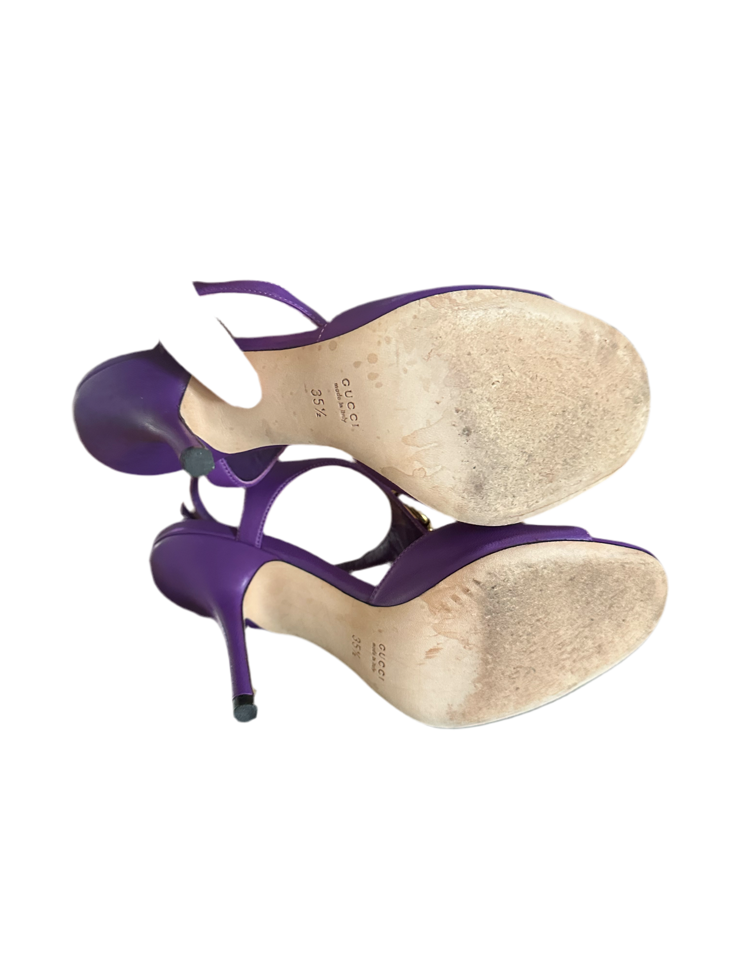 Gucci purple horse bit heels