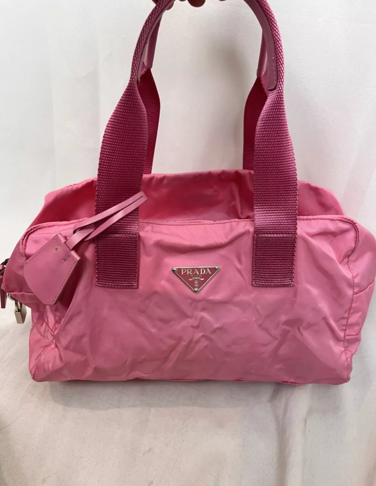 Prada Nylon Vela Sport Duffle Begonia