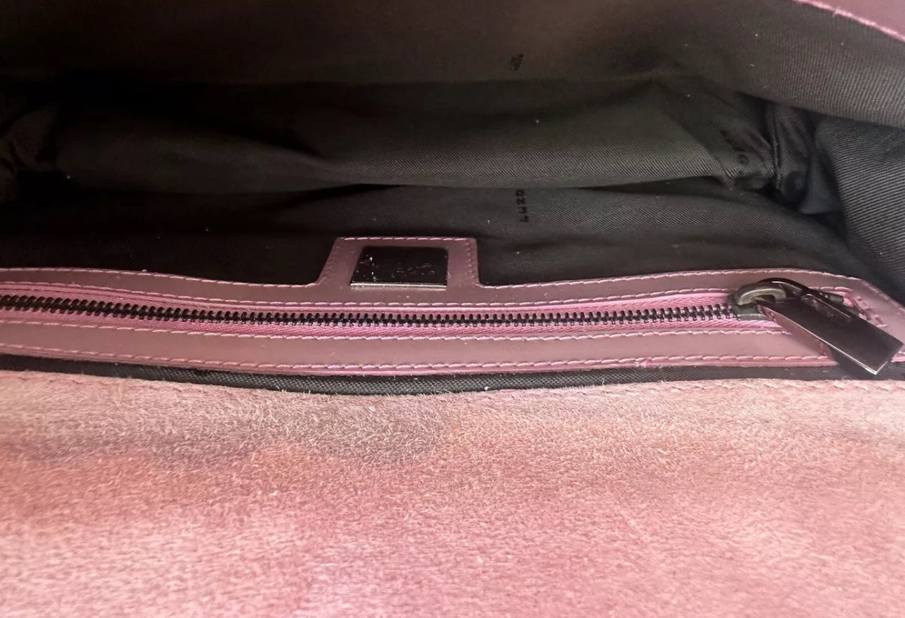 Pink Fendi suede baguette