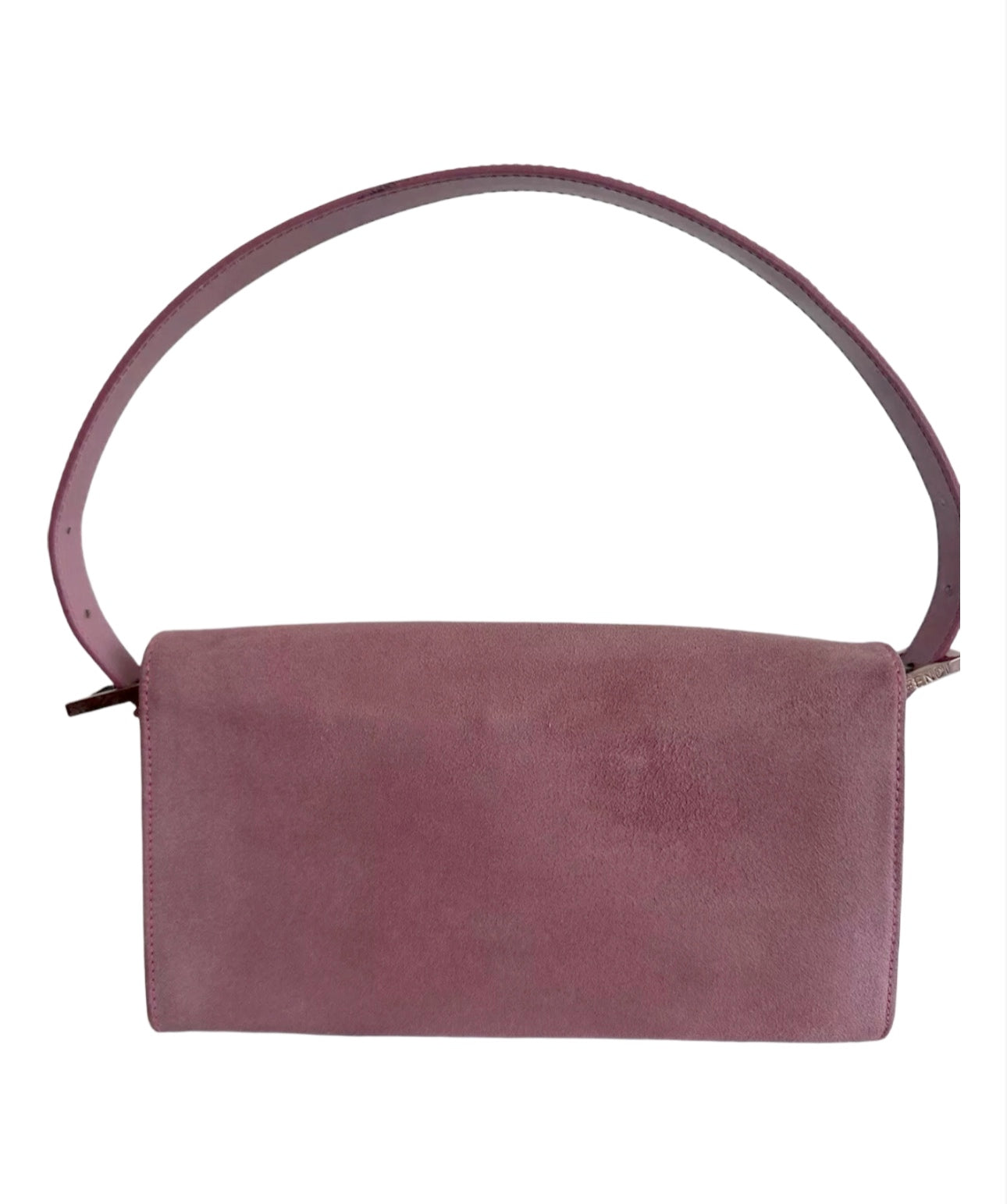 Pink Fendi suede baguette