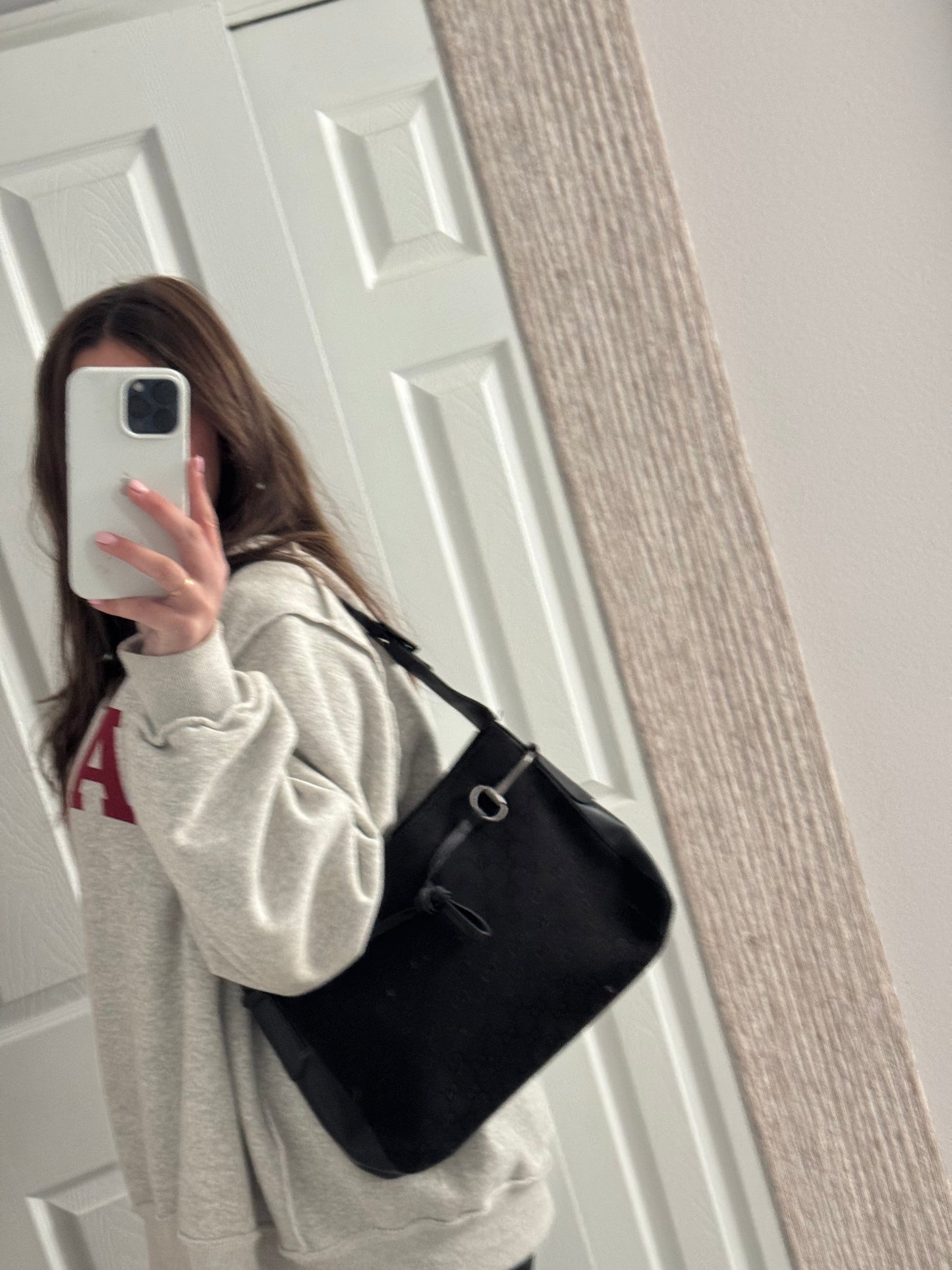 GG Denim horsebit shoulder bag