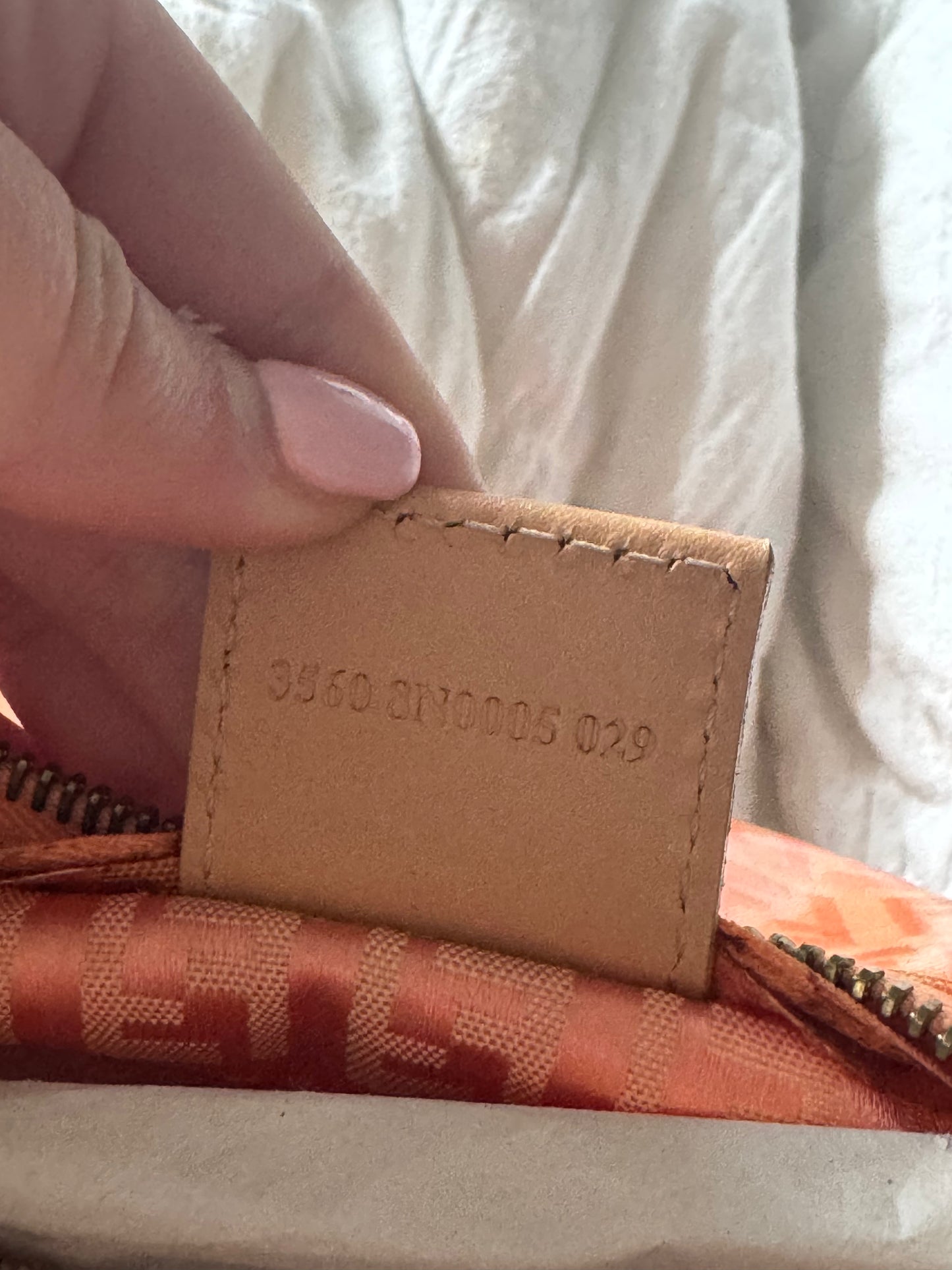 FENDI Zucchino Canvas Hand Bag Enamel coral
