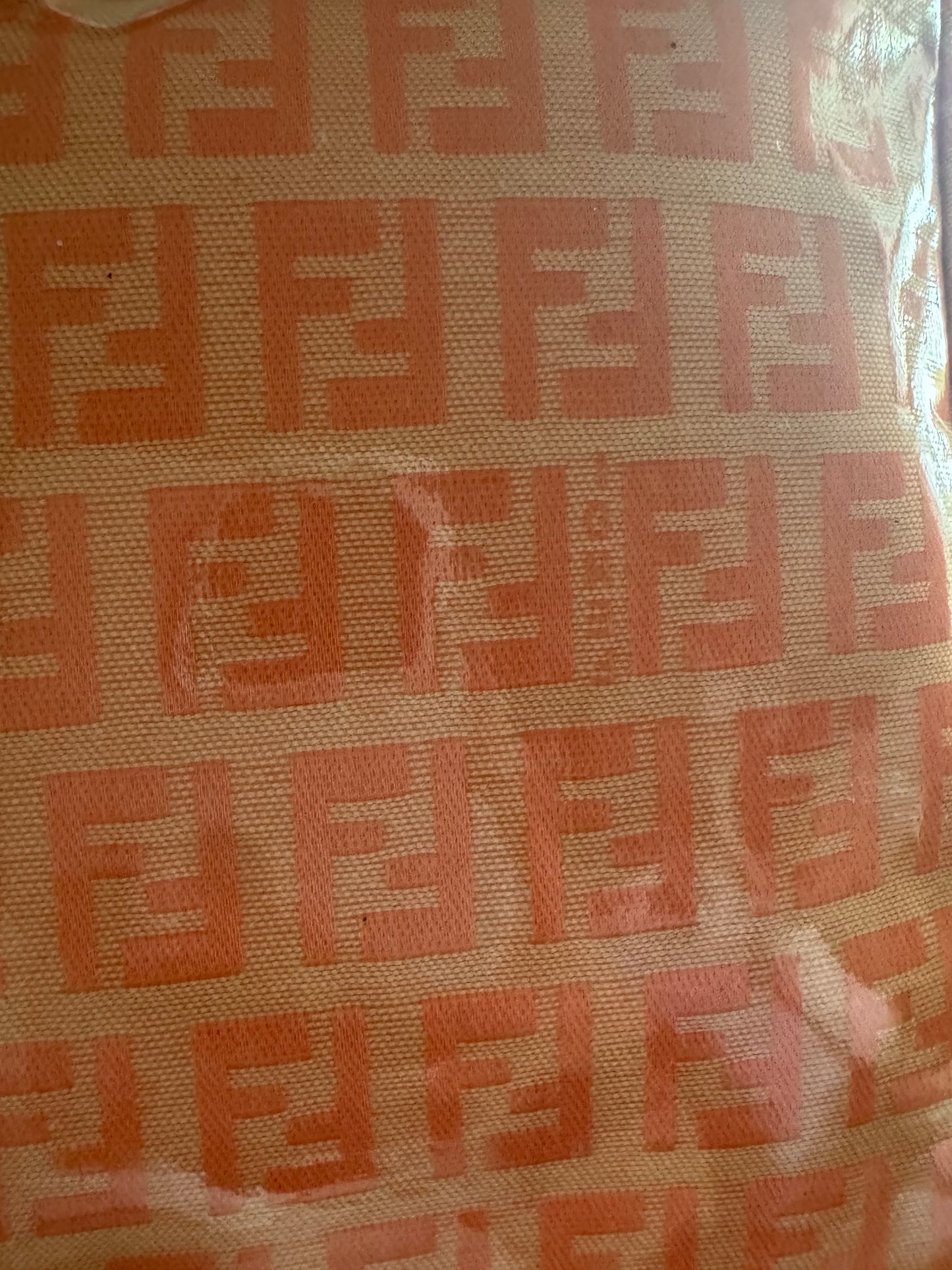FENDI Zucchino Canvas Hand Bag Enamel coral