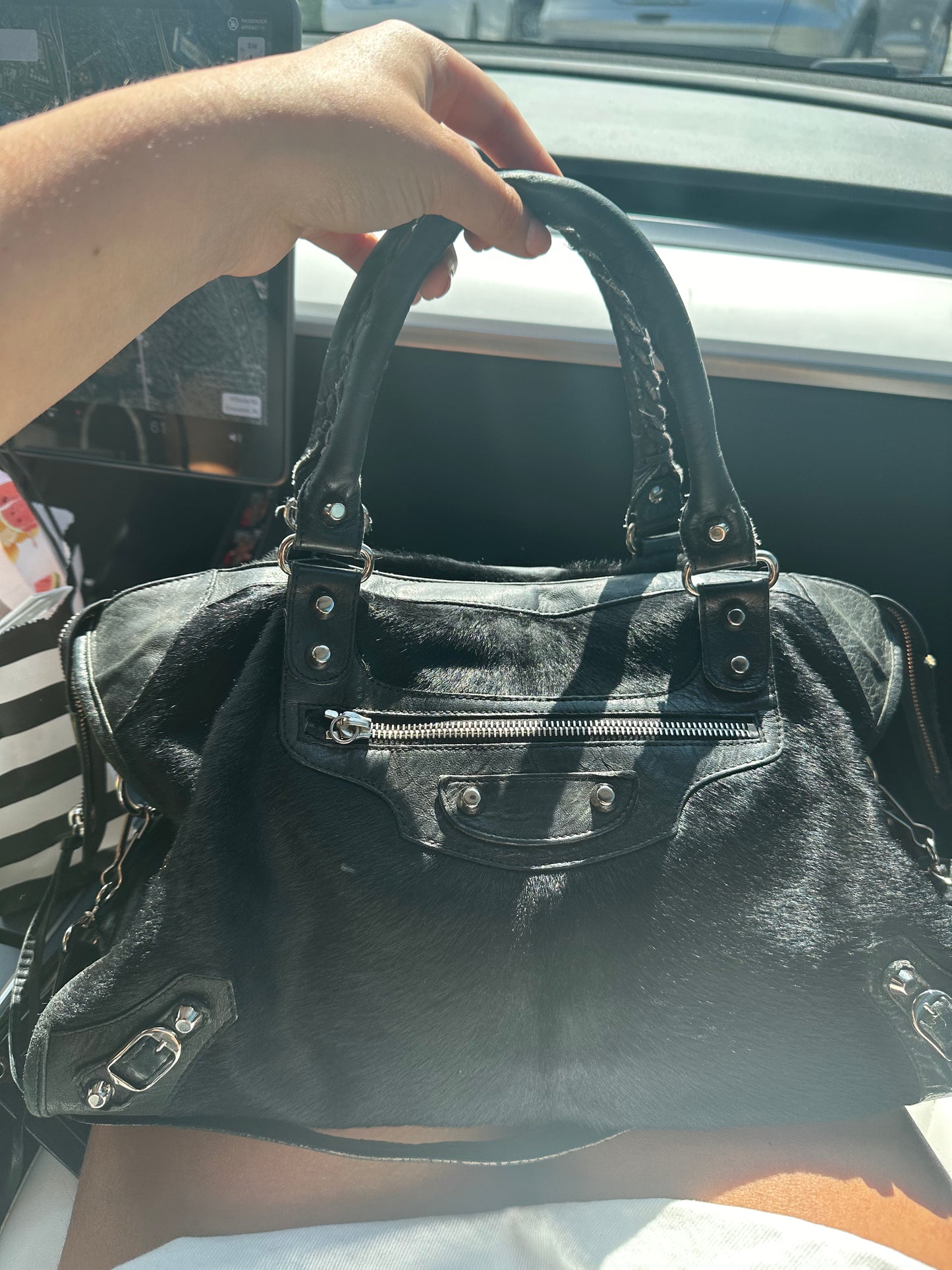 Balenciaga pony hair city bag