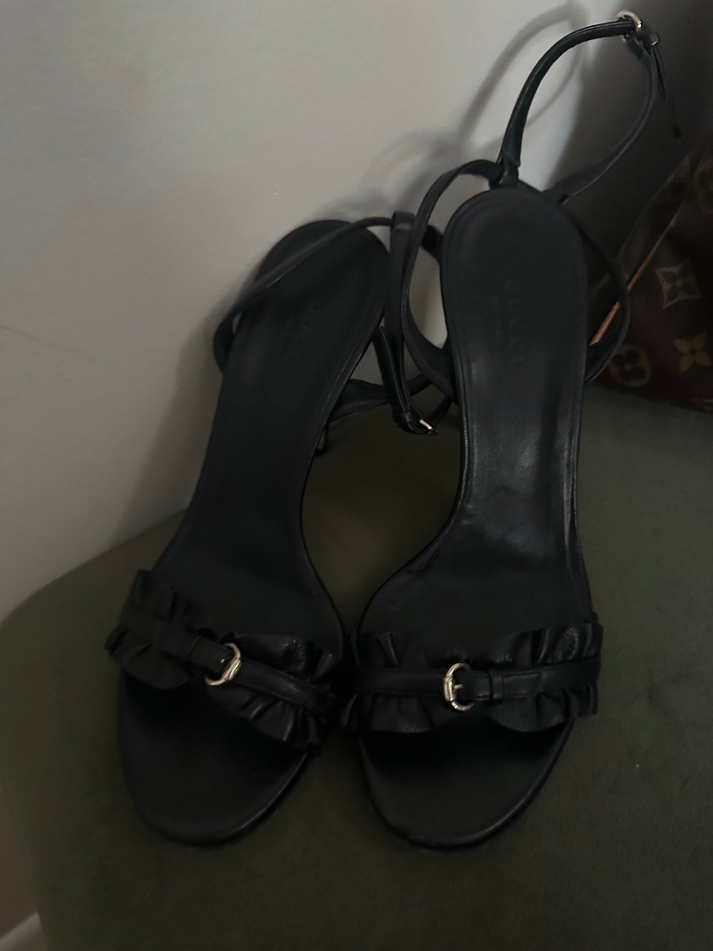 Gucci black buckle heels