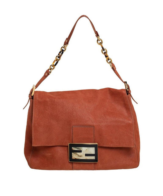 Fendi Brown/red Shimmer Leather Mama Forever Shoulder Bag