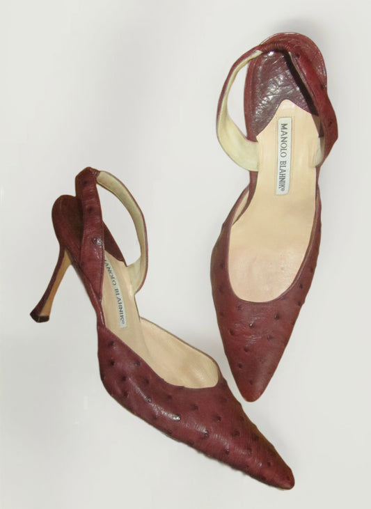 Ostrich leather Manolo Blahnik