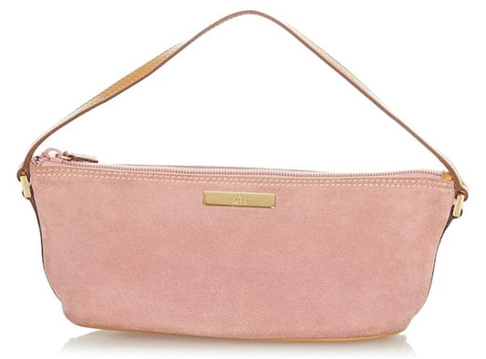Pink suede Gucci boat bag