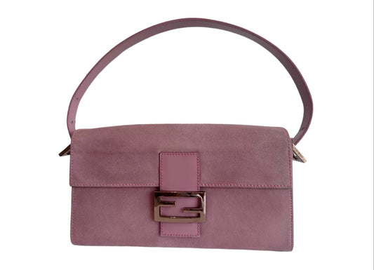 Pink Fendi suede baguette