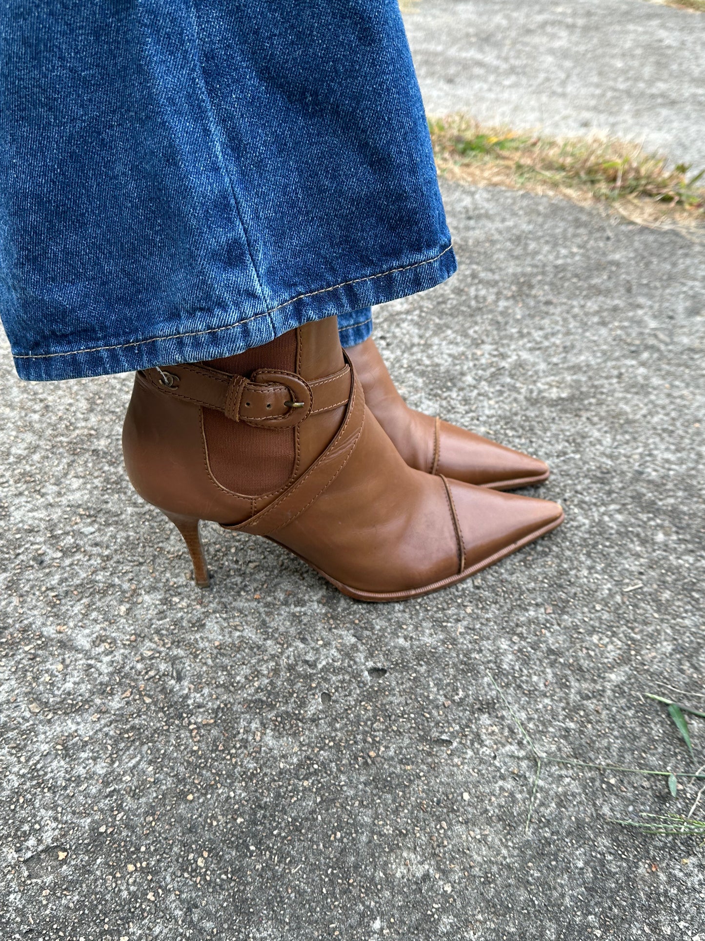 Chanel brown heeled boots