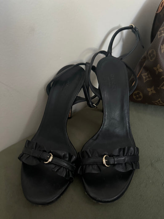 Gucci black buckle heels